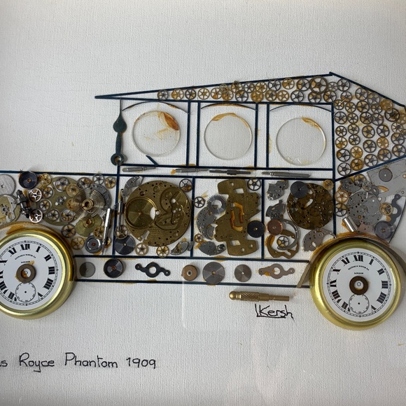 L Kersh of London Signed Horological Collage Rolls Royce Phantom 1909 - Framed - Picture 9 of 12